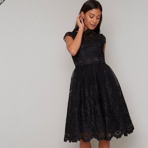 NWT ChiChi London Black Lace& Tulle Cocktail Dress